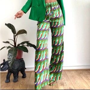 Zara Pull On Satin Effect Wide Leg Pants